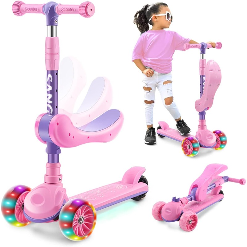 Kids Outdoor Lights - 2-in-1 Kids Kick Scooter with LED