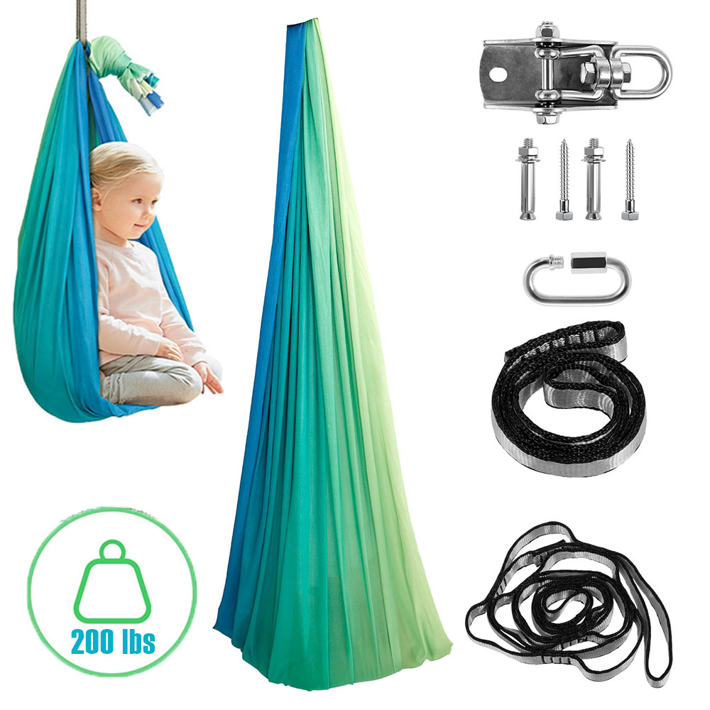 Kids Outdoor Trampoline - Kids Sensory Swings Double Layer Comfortable
