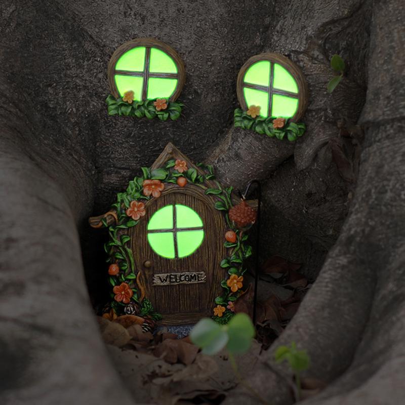 Kids Outdoor Fairy Garden - Fairy Door Windows for Trees Set