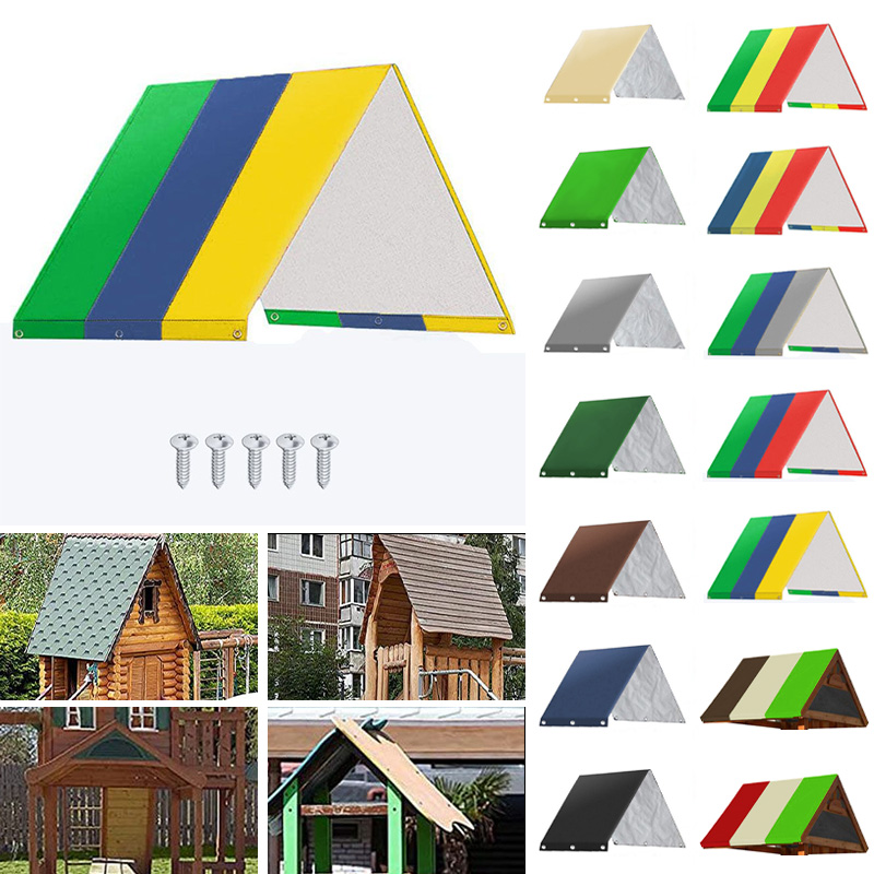 Kids Outdoor Swing Set With Slide - 226x132cm Swing Set Replacement Tarp Waterproof