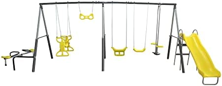 Kids Outdoor Swing Set With Slide - Sun Playground Metal A Fe Kids