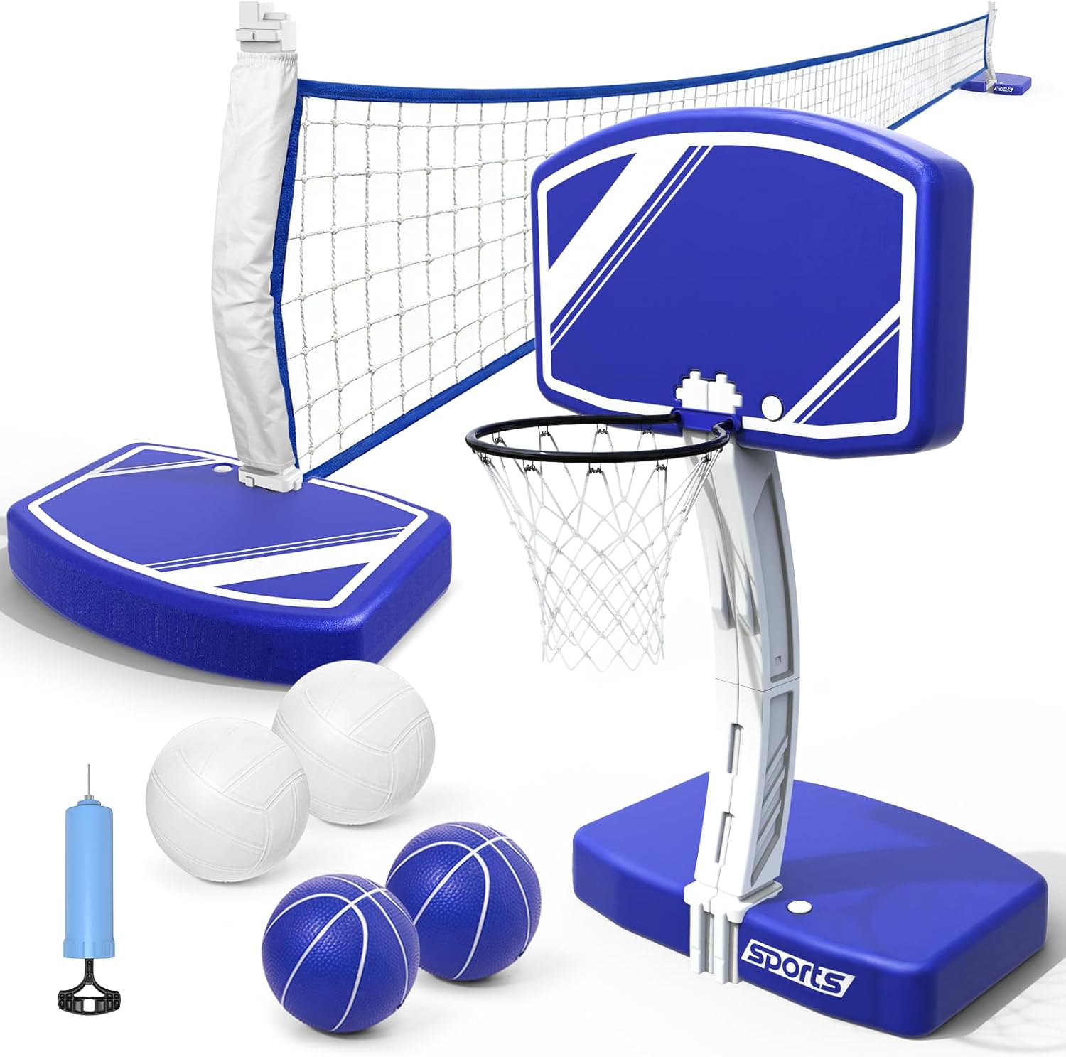 Kids Outdoor Volleyball - 2-in-1 Pool Basketball Hoop and Volleyball
