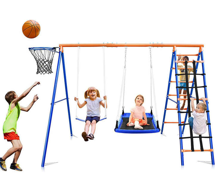 3-in-1 Kids Swing Slide Climbi - огляд і ціна Kids Outdoor Swing Set With Slide