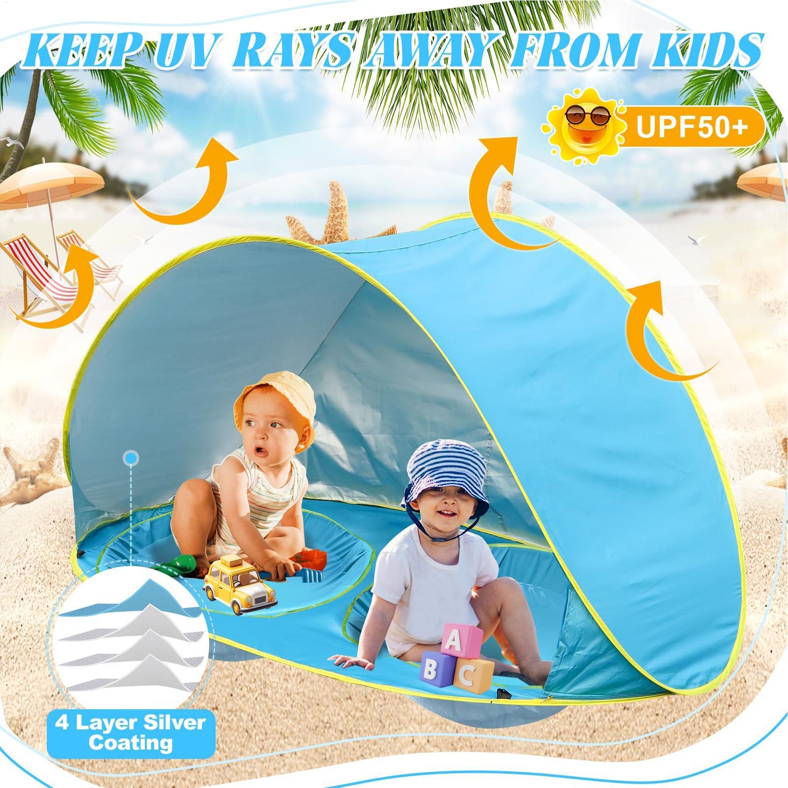 Kid Beach Tent With Pool UV Pr - огляд і ціна Outdoor Tent Playhouse