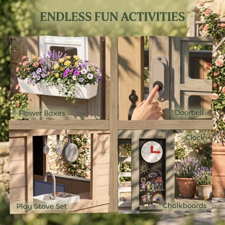 Outdoor wooden playhouse for k - огляд і ціна Kids Outdoor Wooden Playhouse