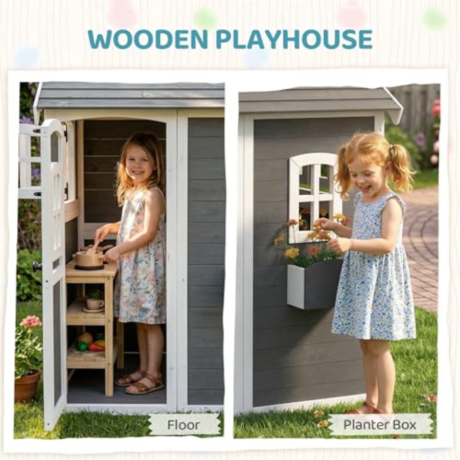 Outdoor wooden playhouse for k - огляд і ціна Kids Outdoor Wooden Playhouse