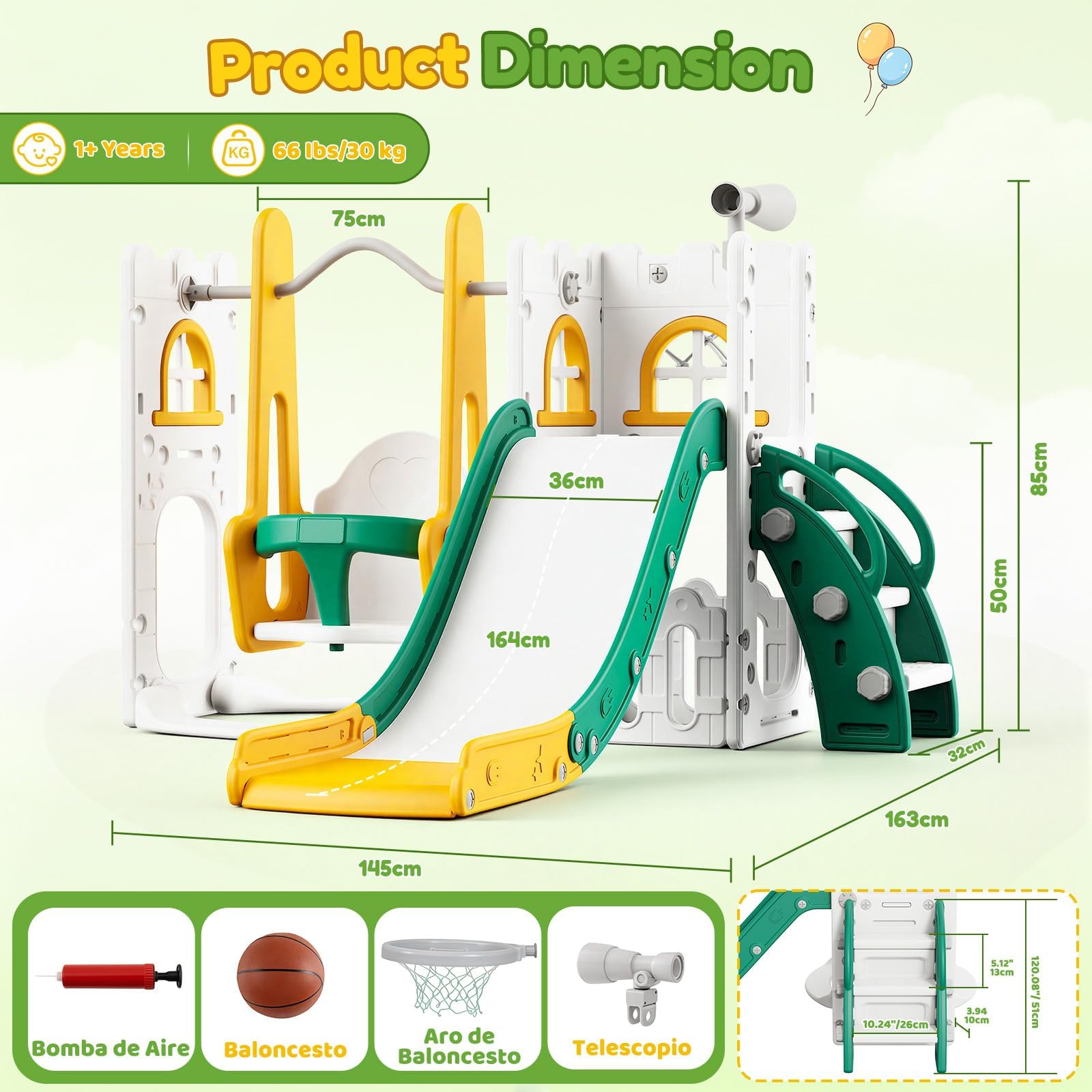 7 in 1 Toddler Slide And Swing - огляд і ціна Kids Outdoor Swing Set With Slide