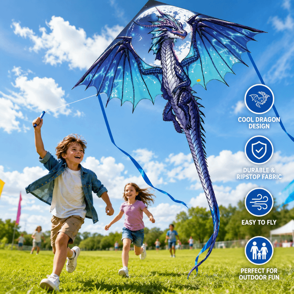 Air Snake Blue Dragon Kite wit - огляд і ціна Kite Easy Fly Kids