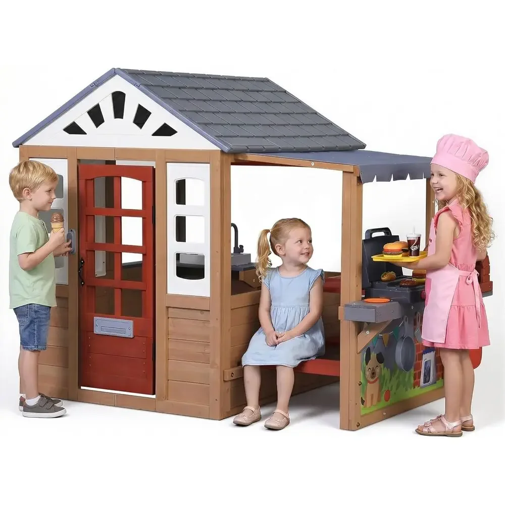 Kids Outdoor Wooden Playhouse, - огляд і ціна Kids Outdoor Wooden Playhouse
