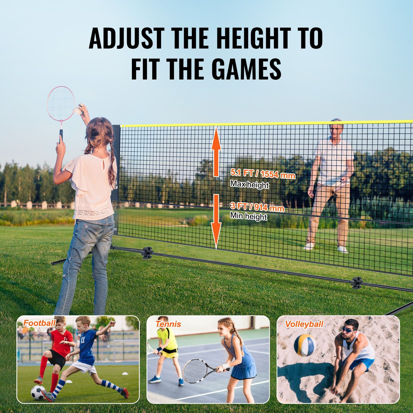 Badminton Net, Height Adjustab - огляд і ціна Kids Outdoor Volleyball