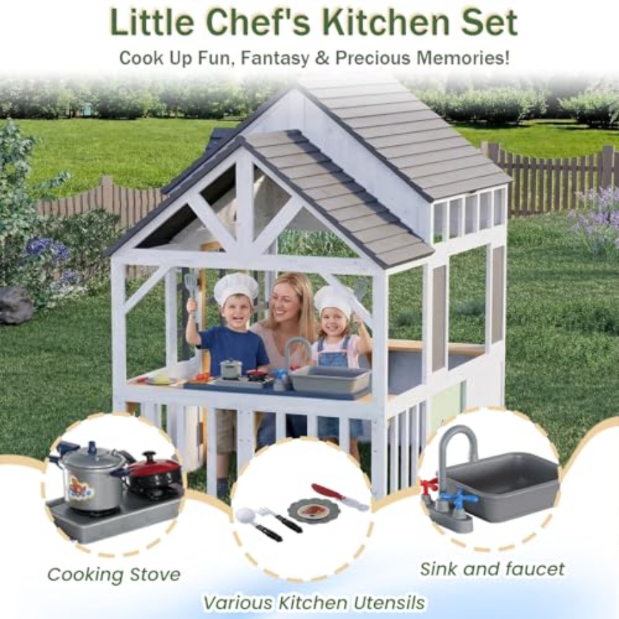 Outdoor Wooden Play House For  - огляд і ціна Kids Outdoor Wooden Playhouse