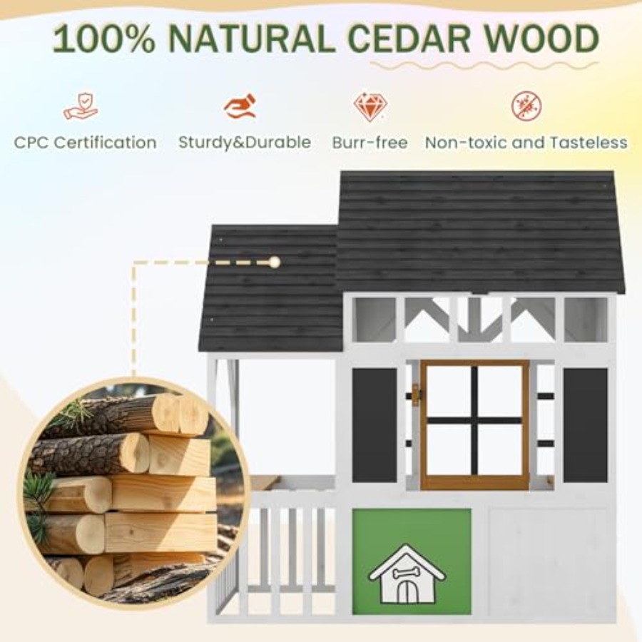 Outdoor Wooden Play House For  - огляд і ціна Kids Outdoor Wooden Playhouse