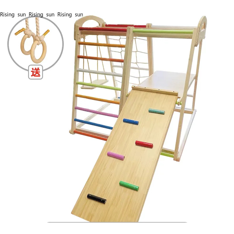 Wooden Climbing Frame Indoor P - огляд і ціна Kids Outdoor Swing Set With Slide
