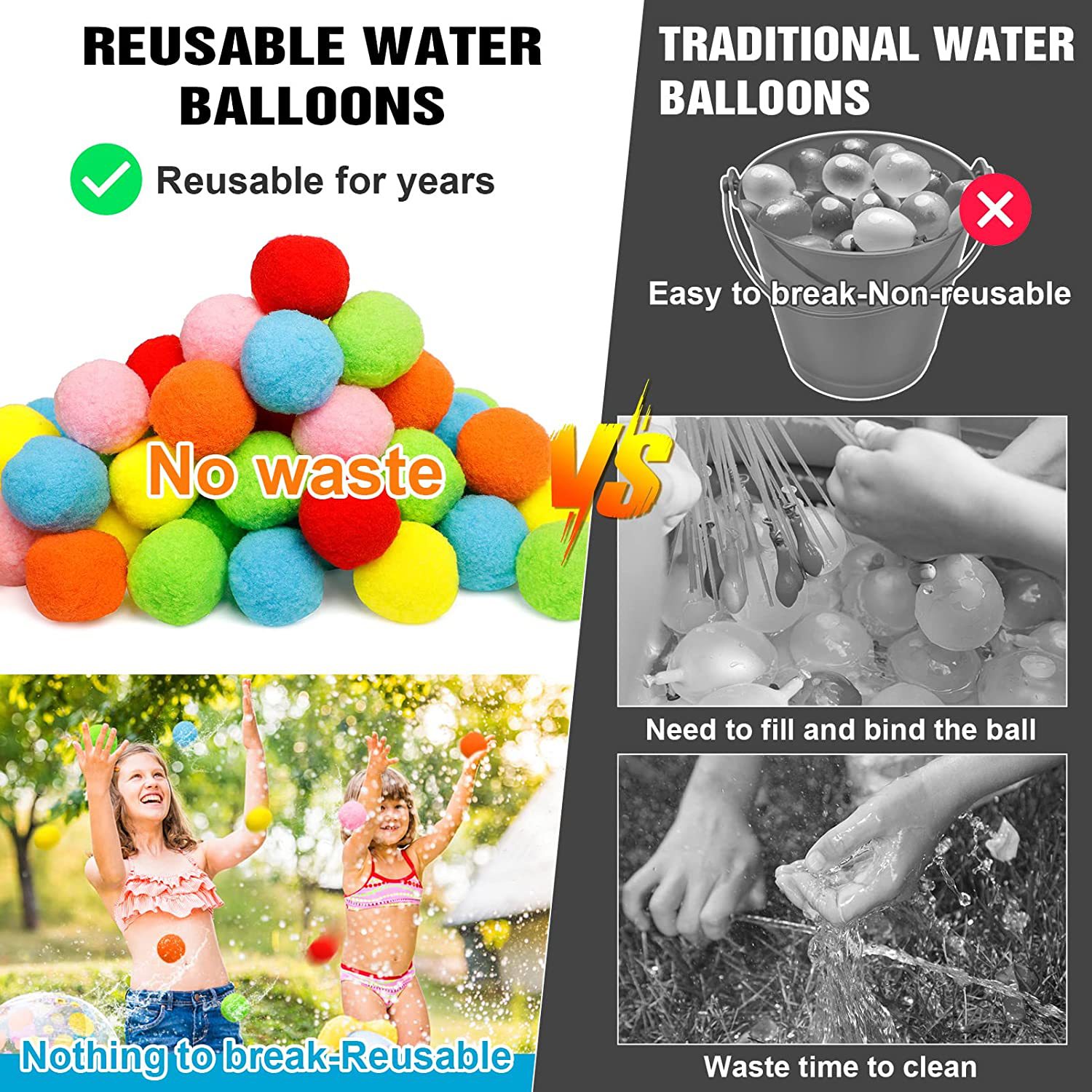 12/30/60Pcs Reusable Water Bal - огляд і ціна Kids Outdoor Water Play
