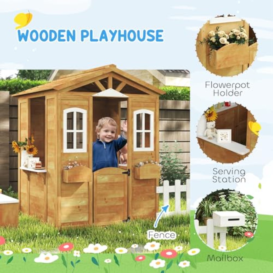 Outdoor playhouse for kids age - огляд і ціна Kids Outdoor Wooden Playhouse